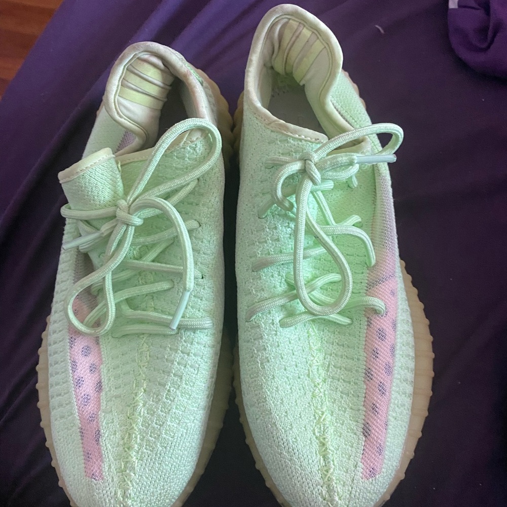 Lime green sneakers.